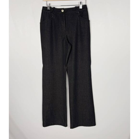 St John Sport Size 2 Black Gray Straight Leg Denim Jeans Stretch Zip Pockets - Picture 1 of 12